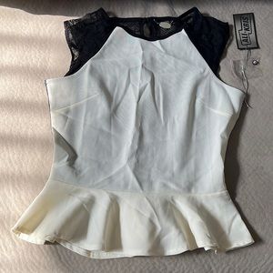 NWT Peplum-style Lace-back Top